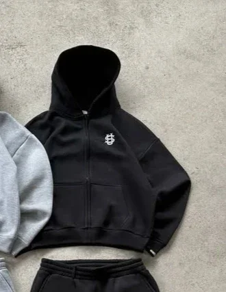 Streetwear Y2K Casual Baggy Sweatshirt Drawstring Sports Pants Zipper Hoodie Letter Embroidery Fashion 2 Piece Set Tracksuit Men - Image 4
