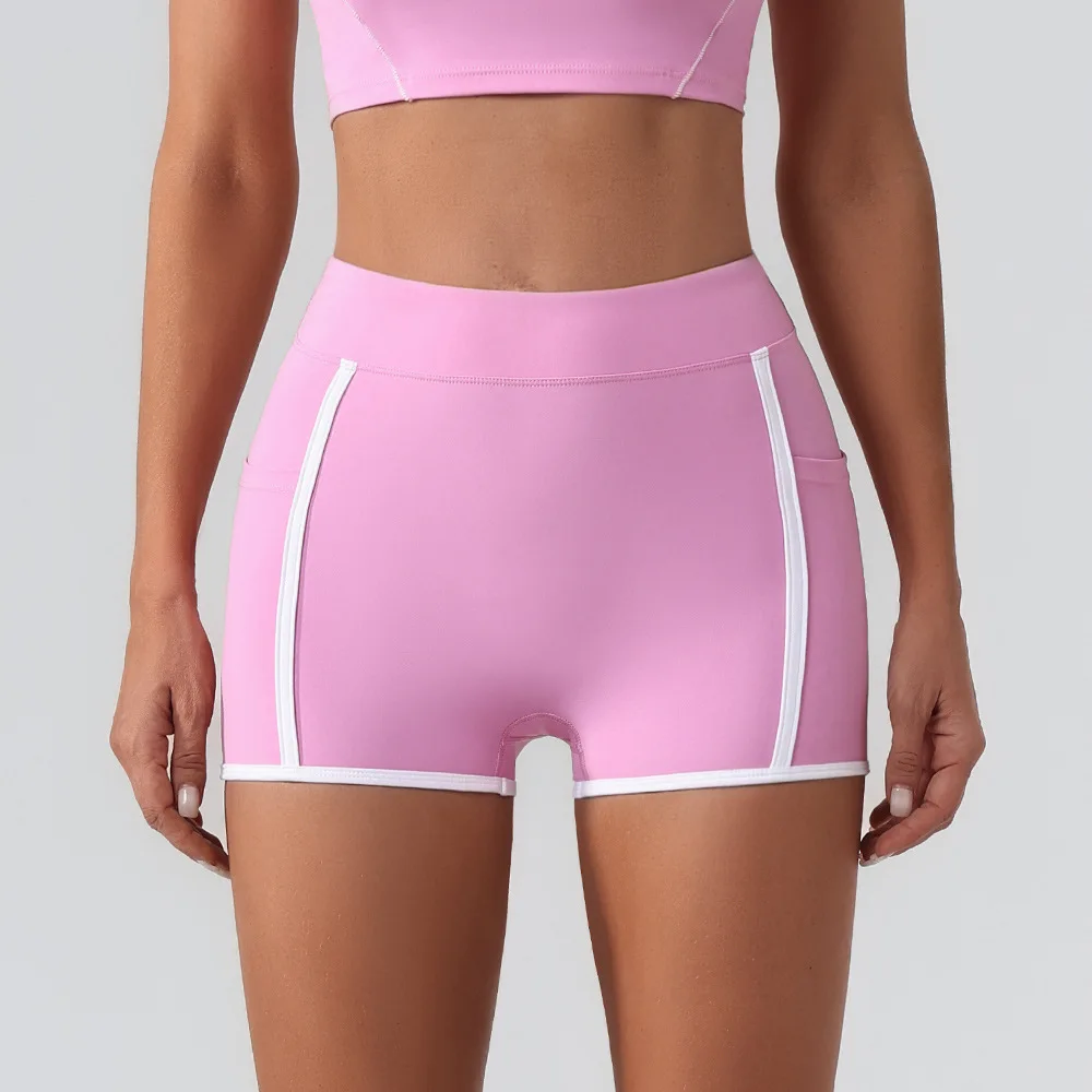 2025 New Women's Yoga Shorts Pocket Nude Feel High Waist Tight Sports Pants Running Fitness Outer Shorts - Image 6