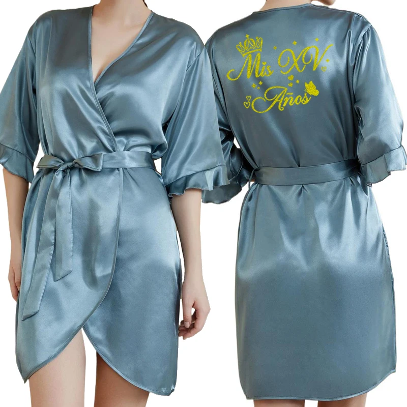 Quinceanera Sweet 15th Birthday Party bathrobe Floral Girl Fifteen Years Old robe Quinceañera Princess nightgown - Image 4