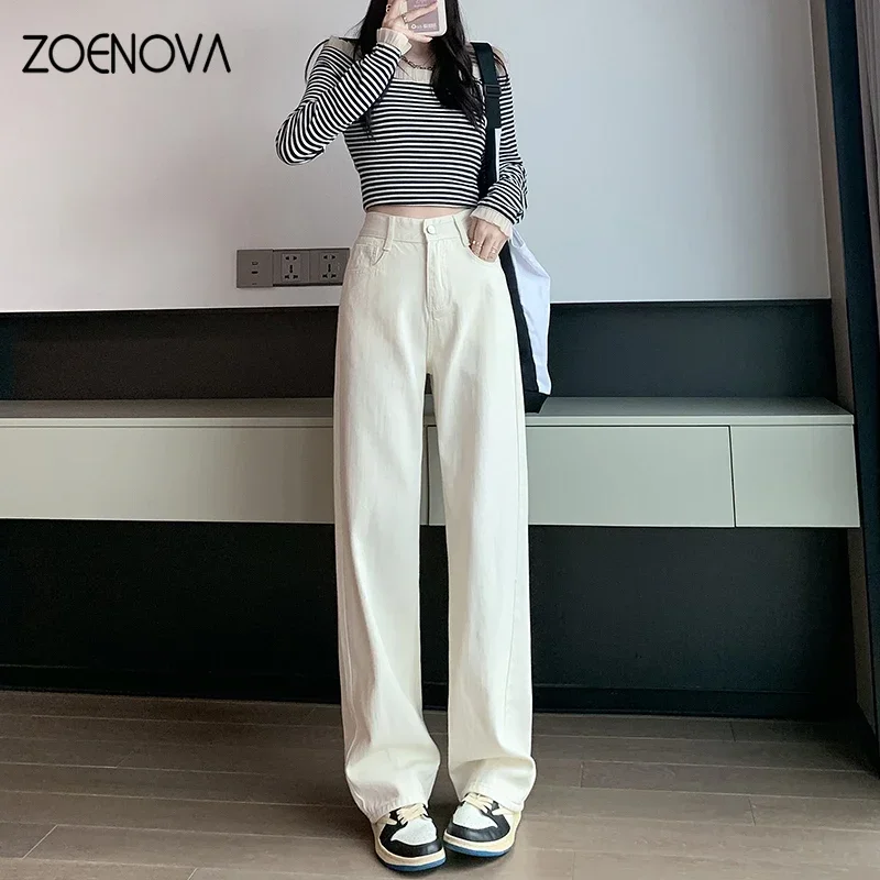 ZOENOVA High Waisted Jeans Y2K Fashion Women Clothing Blue Black Straight Leg Denim Pants Trousers Mom Jean Baggy Trousers Tall - Image 3
