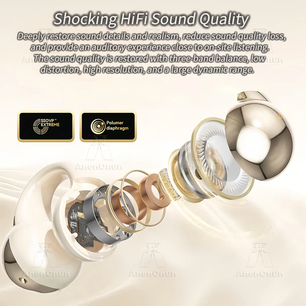 TWS Earbuds Ear Clip Bluetooth 5.4 Earphones 28H Playtime ENC Noise Cancelling IPX4 Waterproof Handsfree for iOS/Android - Black - Image 4