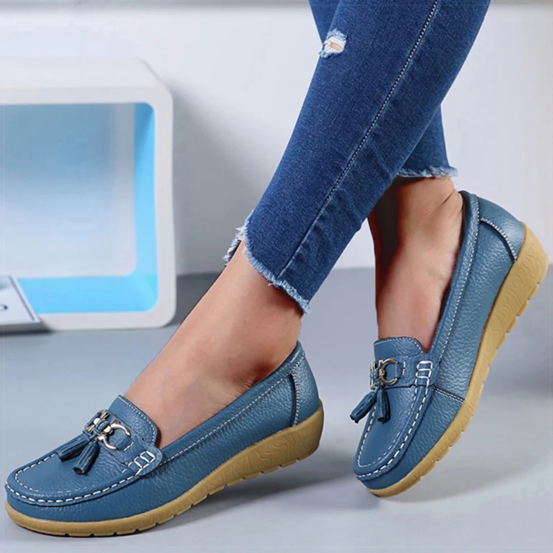 Women Shoes Nurse Loafers Shoes Classics Flats Zapatos Mujer Comfortable Flat Shoes Women White Casual Leather Women's Footwear - Image 3