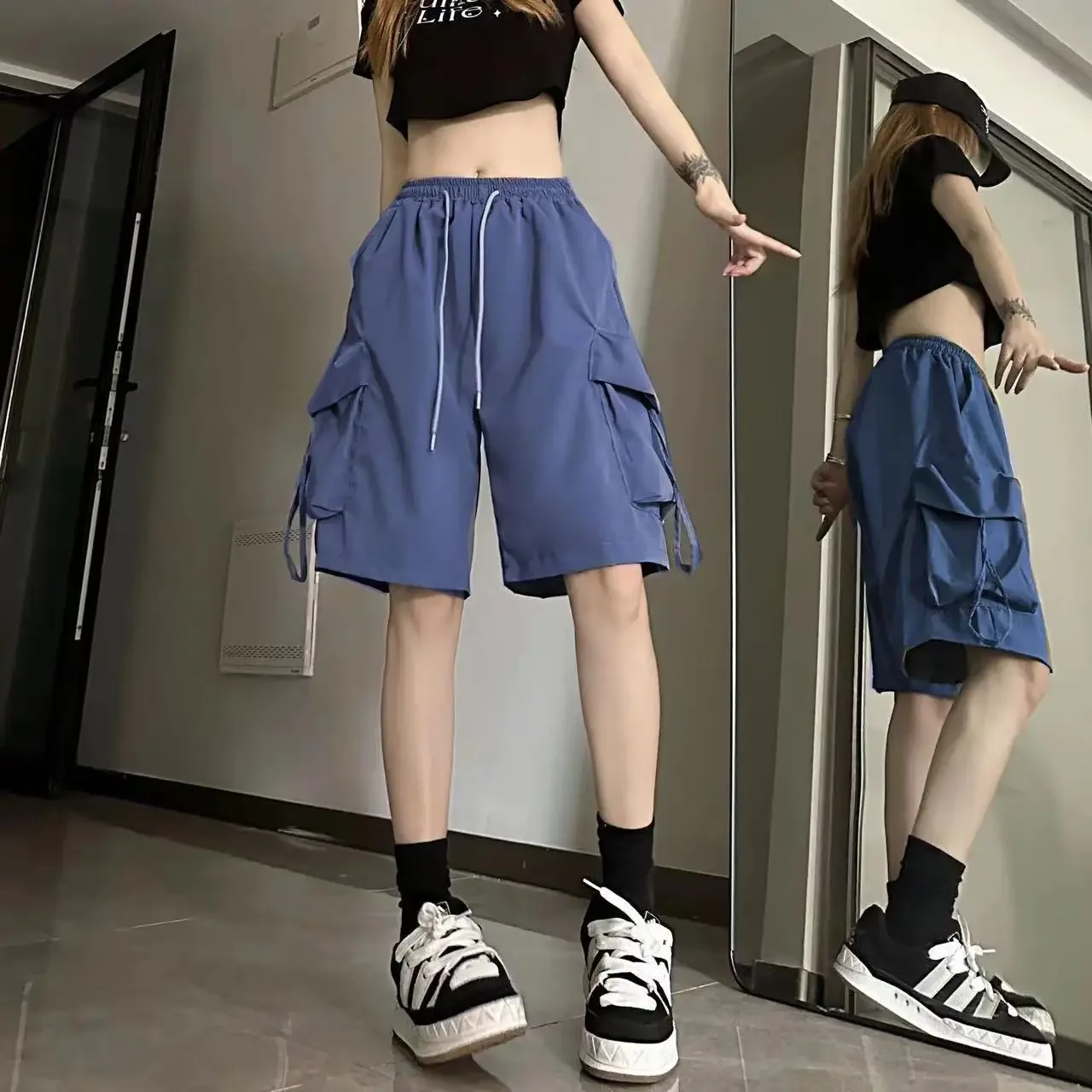 Sports shorts women's summer wide-leg casual quick-drying overalls five points - Image 3