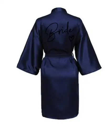 Wedding Party Team Bride Robe With Black Letters Kimono Satin Pajamas Bridesmaid Bathrobe SP003 - Image 5
