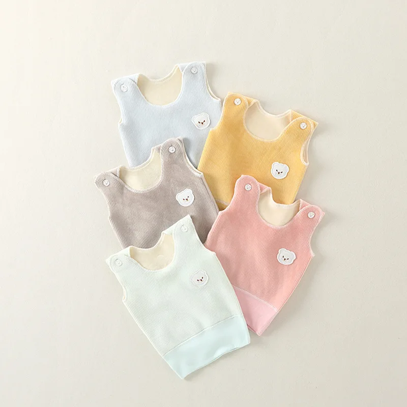 Autumn Winter Newborn Baby Vests For Girls Boys Fleece Thicken Warm Kids Casual Waistcoats Infant Toddler Sleeveless Outerwear - Image 5