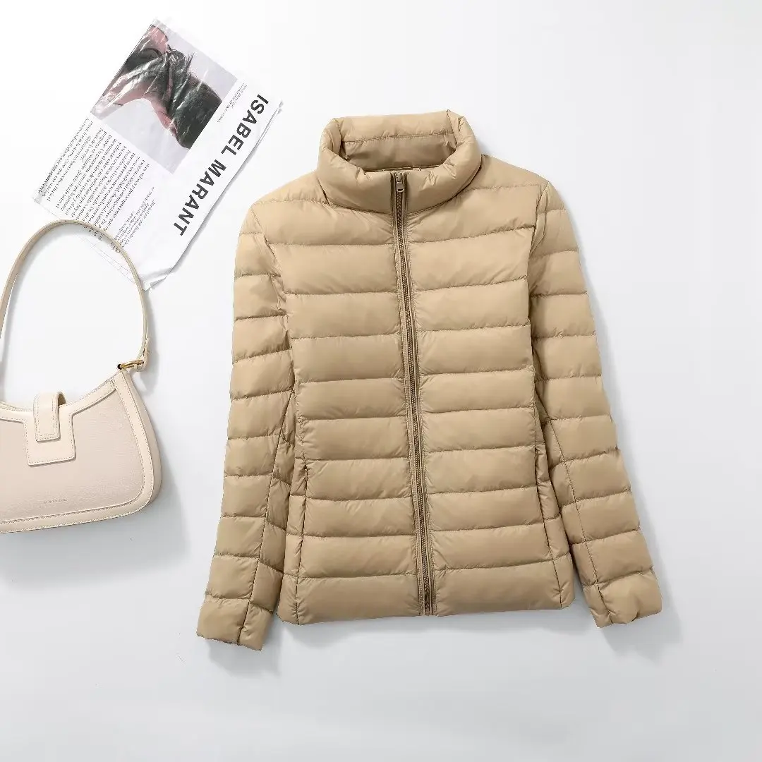 Women Short Puffer Jacket 2023 New Fashion Stand Collar Lightweight Water-Resistant Packable Female Down Parka Casual Coat - Image 6