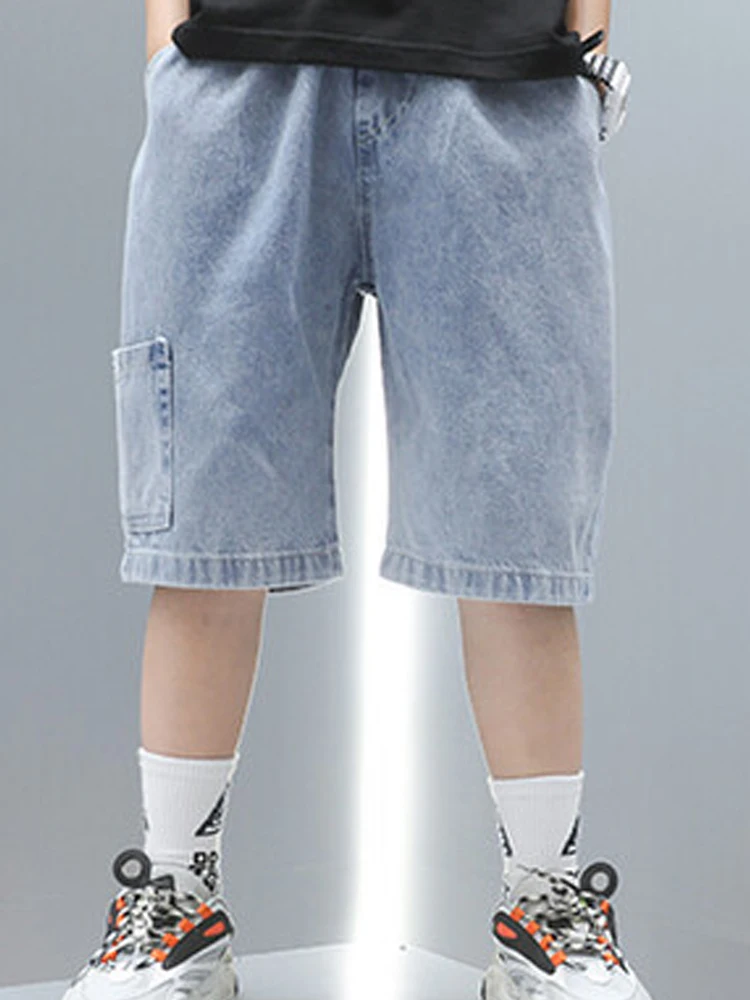 Children Jeans Boys Girls Cotton Shorts Splice Stretch Denim shorts Korean Teenage Trousers Wear Kids Clothing DenimRipped - Image 2