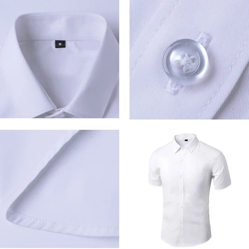 Summer Shirt for Men Daily Casual White Shirts Short Sleeve Button Down Slim Fit Male Social Blouse 4XL 5XL - Image 6