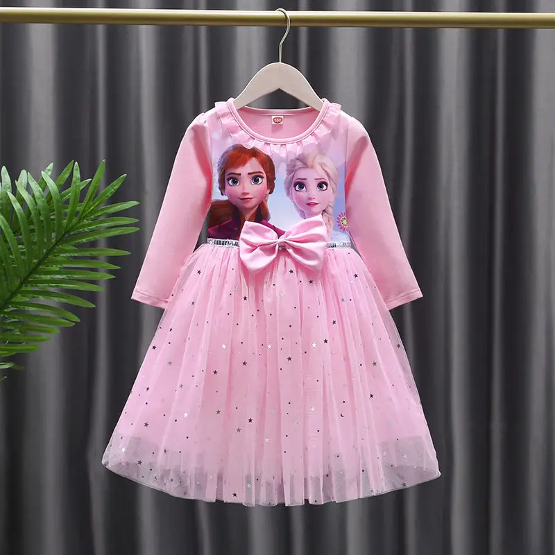 2025 New Elsa Princess Dress Girls Dress Spring Dress Party Long-sleeved Children's Western Style Disney Frozen Formal Dress - Image 4