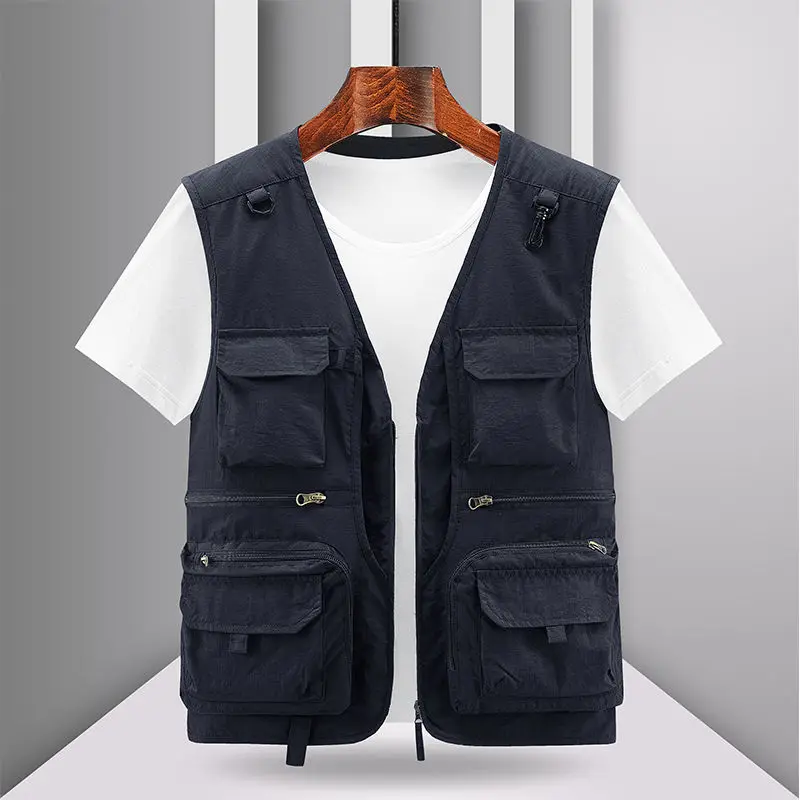 Spring New Men Outdoor Casual Vest Men Solid Breathable Multi-Pocket Photography Fishing Vest Jacket High Quality Vest Man M-6XL - Image 4