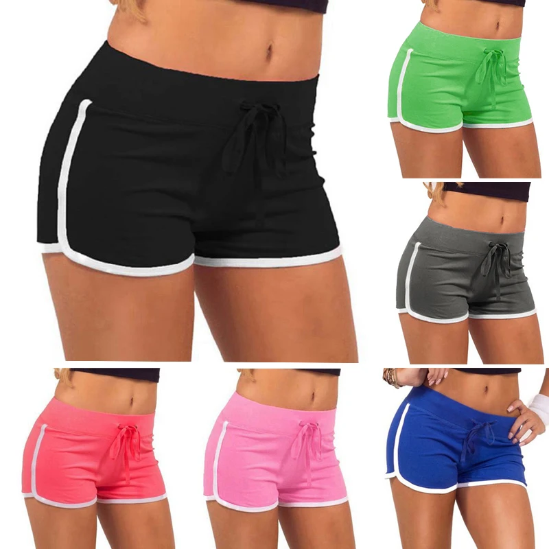 Women Cotton Shorts Yoga Short Pants Summer Fast Drying Sports Pants Contrast Binding Side Split Elastic Waist Casual Shorts - Image 2
