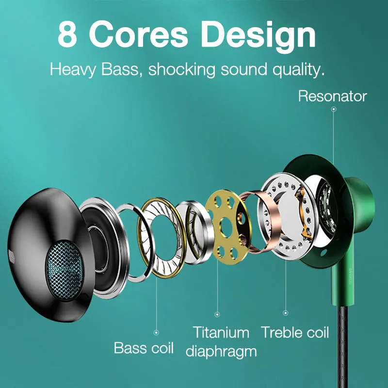 EARDECO Hifi Wired Headphones Bass 3.5mm With Mic Wired Earphone Headphone Wire Headsets Earbuds Sports Stereo Noise Reduction - Image 3