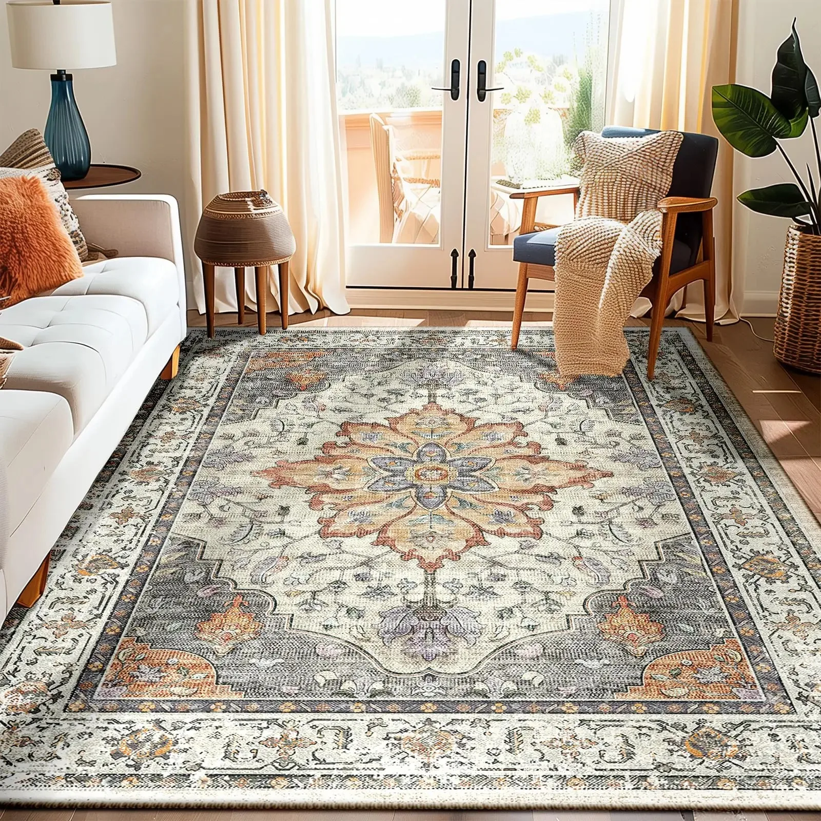 VIKAMA Flannel Boho Texture Living Room Cushion Desk Bedside Rug Indoor Carpet Door Mat Large Floor Mat Home Decor Easy Care - Image 3