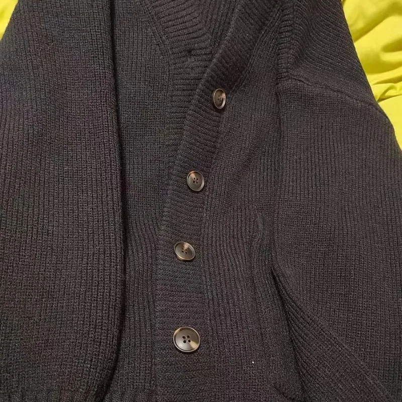 Loose Cardigan Women Long Sleeve V-neck Knitted Black Slouchy All-match Female Autumn Winter Coats Korean Style Chic Baggy Tops - Image 6