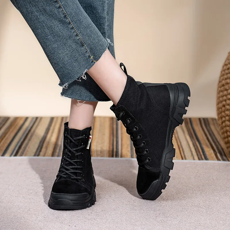 Summer new women's fashionable walking boots, leather breathable ultra-thin hiking boots, thick soled casual sports hiking boots - Image 3