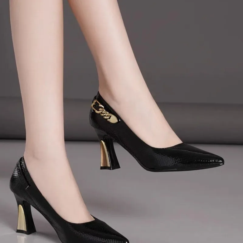 Basic Wine Snakeskin Leather Women Shoes Stiletto High Heels Pointy Toe Women Pumps Weddings Party Size 33-42 Shoes Woman - Image 4
