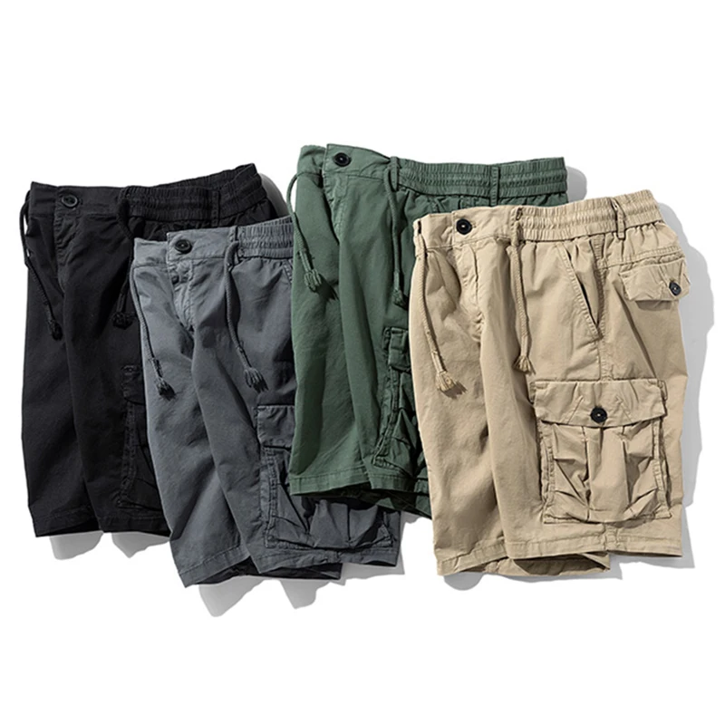 Men Summer New Brand Cotton Cargo Shorts Mens Classic Casual Multi-pocket Tactical Shorts Pants Elastic waist Jogger Shotrs Male - Image 4