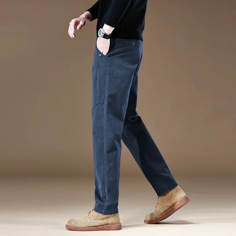 2024 New Spring Autumn Men's Cargo Work Pants 97%Cotton Thick Solid Color Wear Korean Grey Casual Trousers Male Plus Size 38 40 - Image 4
