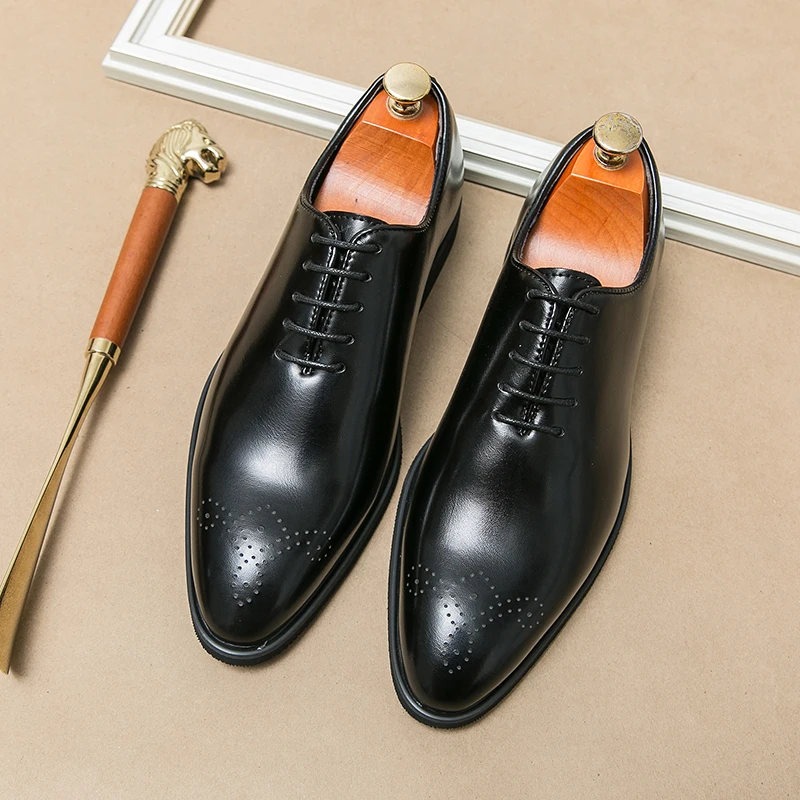 Classic Brand Pointed Banquet Dress Shoes Brown High-end Men's Business Shoes Men's Commuting Daily Casual Shoes Flat Bottomed - Image 3