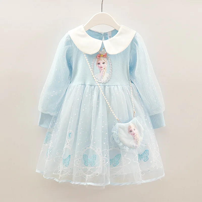 2025 New Elsa Princess Dress Girls Dress Spring Dress Party Long-sleeved Children's Western Style Disney Frozen Formal Dress - Image 2