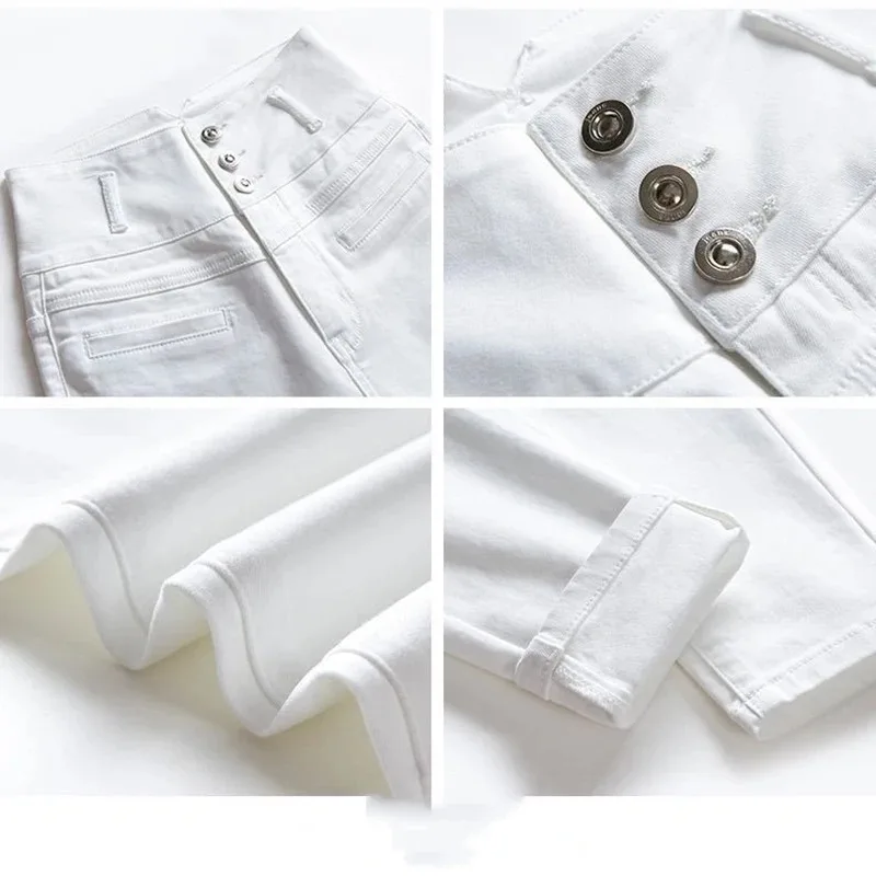 Ankle-length Stretch Vaqueros New High Waist Button Fly White Pencil Jeans Women Black Big Size 5XL Skinny Denim Leggings Pants - Image 6