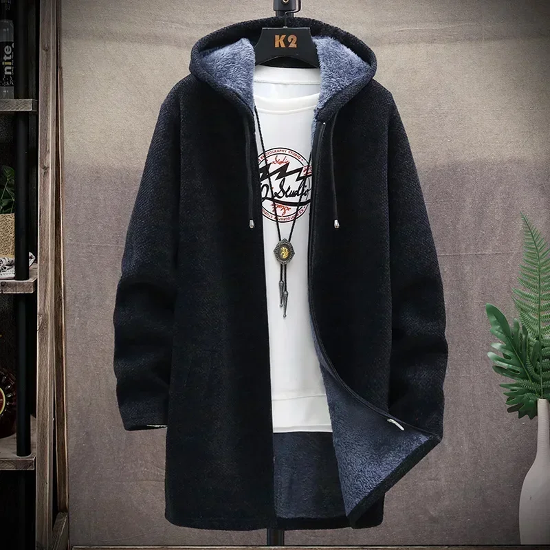 Men Sweaters Coat Autumn Winter New Hot Warm Zipper Medium Long Cardigan Sweaters Man Casual Knitwear Sweatercoat Mens Clothes - Image 3