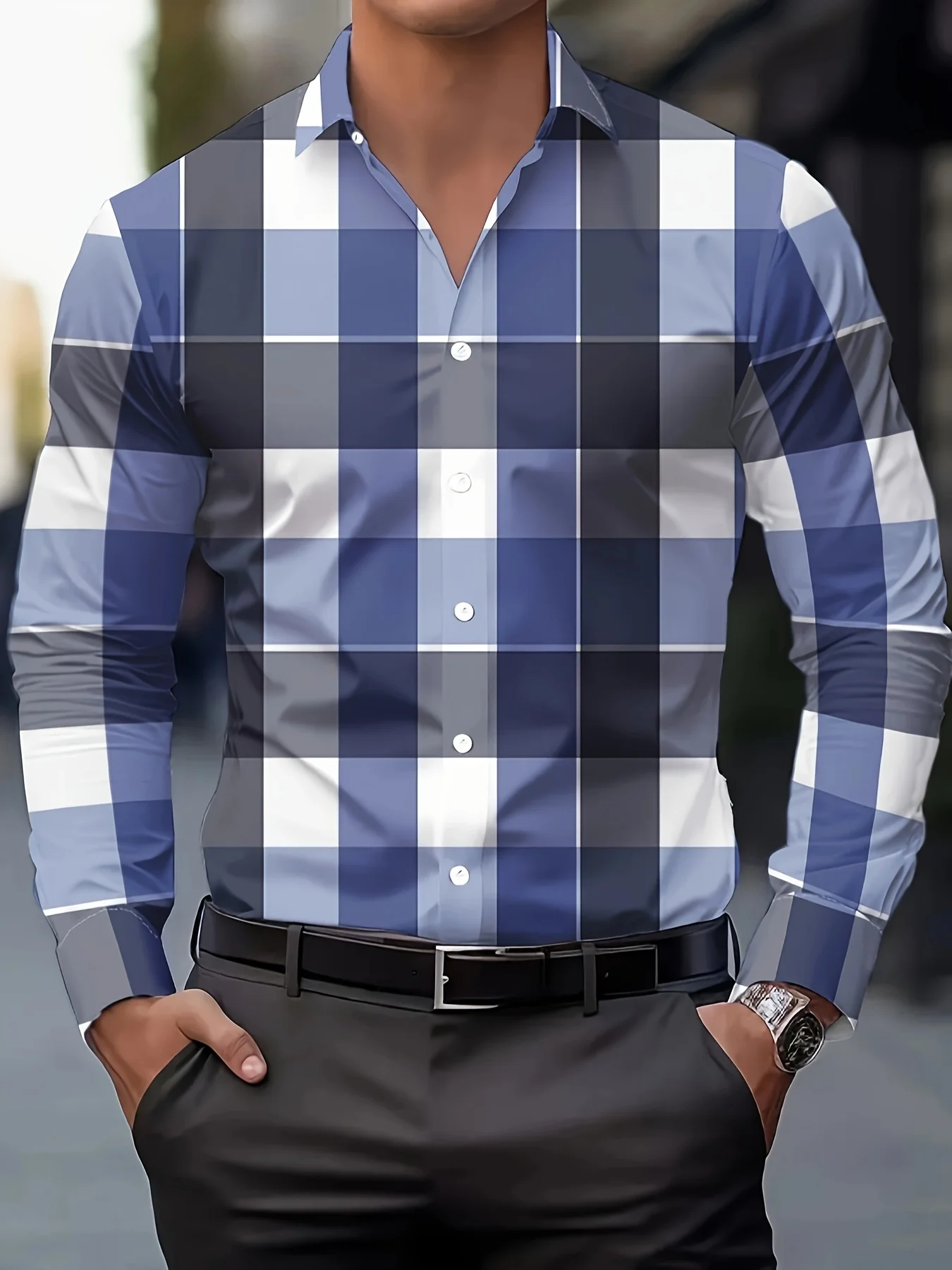 Men'S Fashion Print Shirt - Casual Polyester Long Sleeve Button-Down Lapel Collar Regular Fit Men's Clothing Men's Formal shirt - Image 3