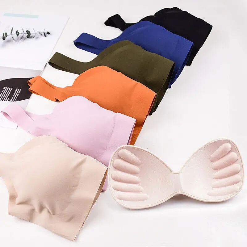2024 Women Seamless Ice Silk Bra Removable Chest Pad Lifting Bralette Underwear No Steel Ring Breathable Push Up Yoga Vest Bras - Image 5
