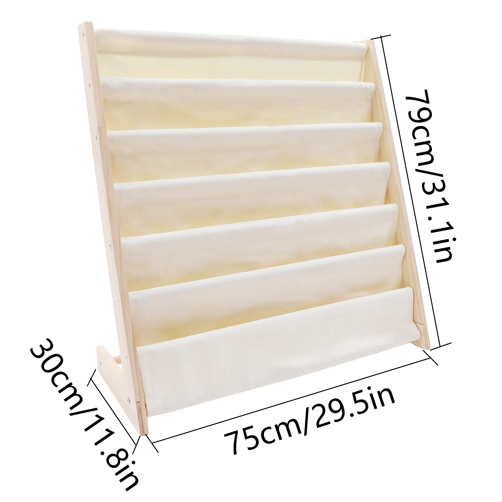 6-Tier Kids Bookshelf | Pine Wood Floor Standing Bookcase, White/Log Color, 753079cm - Image 4