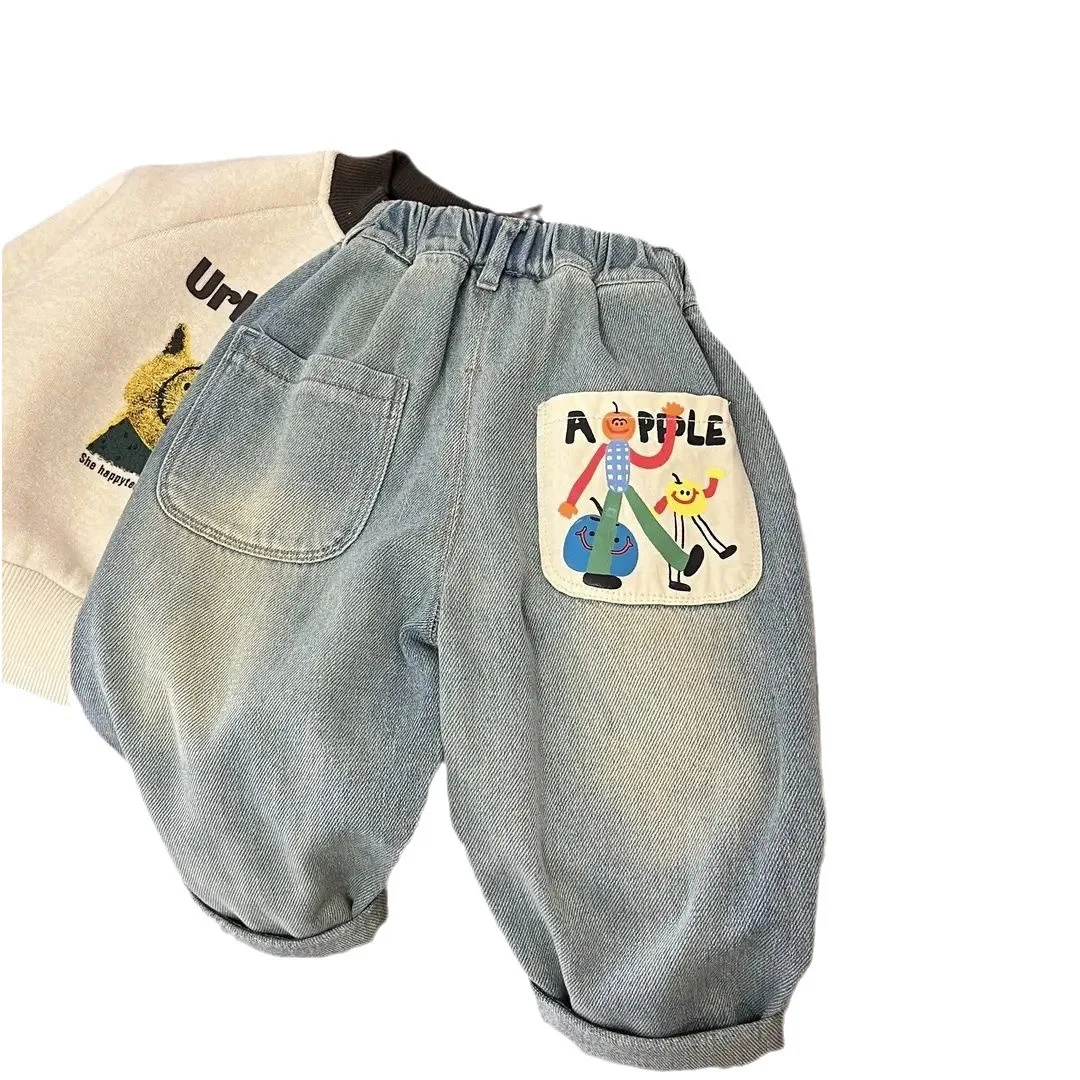 Kids Baby Boys Jeans Anime Pattern Pocket Toddler Boy Denim Pant Elastic Waist Trouser For Children Boys Casual 1-8T Boy Bottoms - Image 4