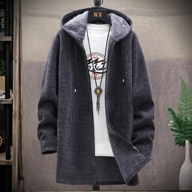 Men Sweaters Coat Autumn Winter New Hot Warm Zipper Medium Long Cardigan Sweaters Man Casual Knitwear Sweatercoat Mens Clothes - Image 5