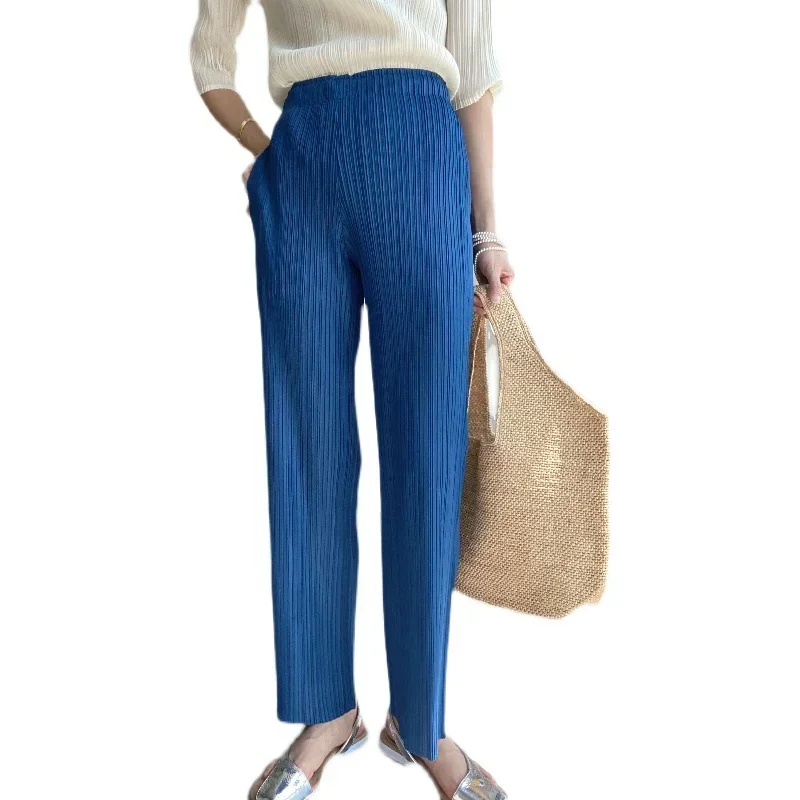 YUDX Spring Summer Autumn Women Casual Elegant Ladies Miyake Designer Casual Loose Straight Pleated Pants High Waist Trousers - Image 6
