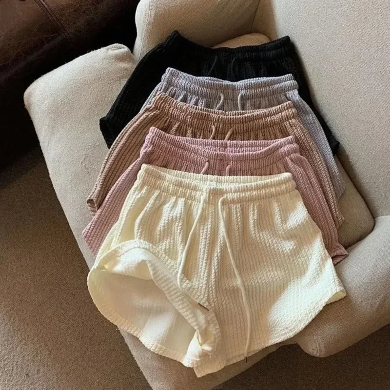 Women Shorts Summer High Elastic Lace Up Drawstring Wide Leg Sweat Short Fitness Running Shorts Loose Casual Large Sports Pants - Image 4