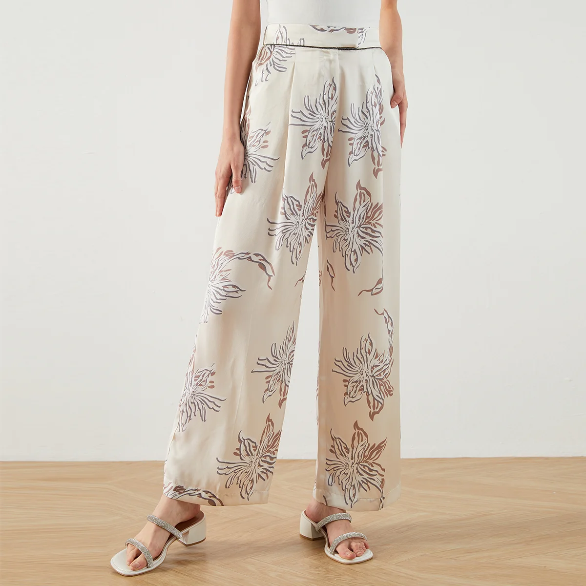 K1449W High Waist Wide Leg Pants Women Luxury Drawstring Casual Clothes Pants For Ladies Wide Leg Trousers For Women - Image 2