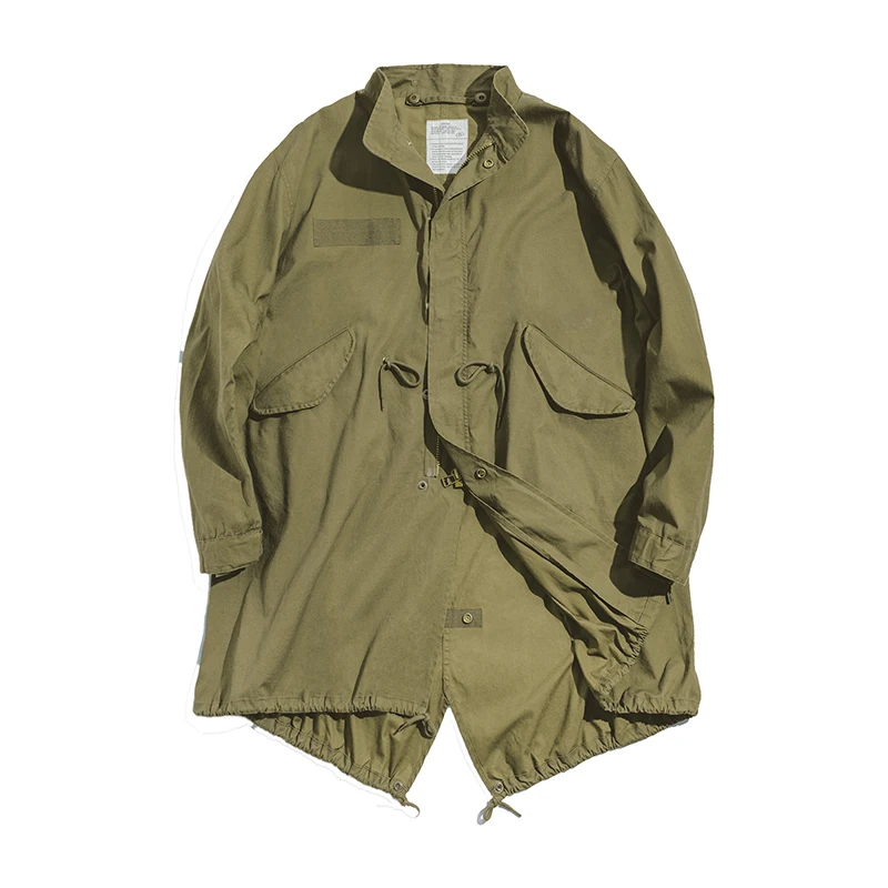 Maden M65 Green Parka Jacket for Women Mid-length Solid-color Coat Loose Fall and Winter Season Stand-up Collar Trench Jacket - Image 6