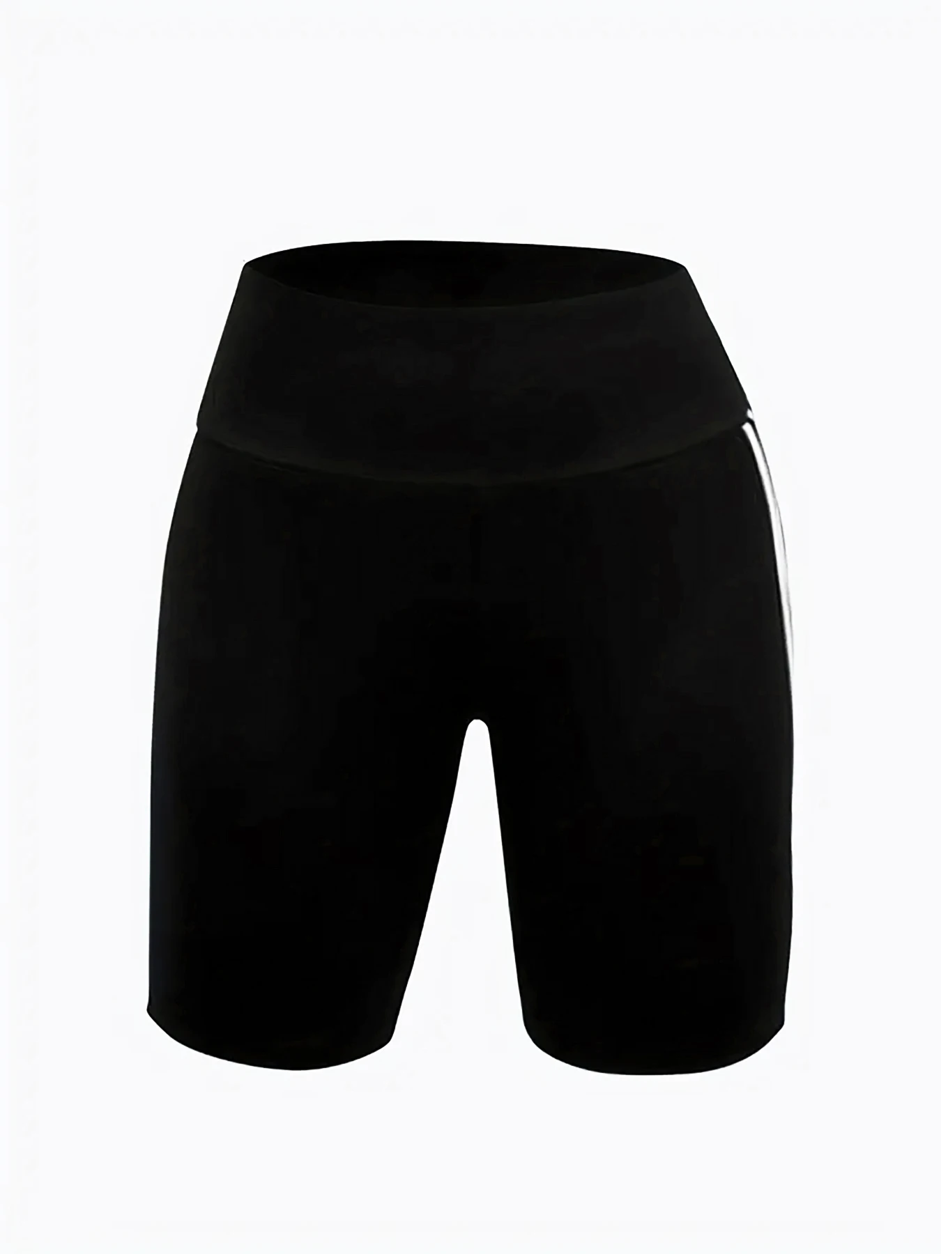 High Stretch Plus Size Athletic Shorts for Women Sporty Knit Mid Thigh Pants with Side Stripes Fashionable and Comfortable Pants - Image 4