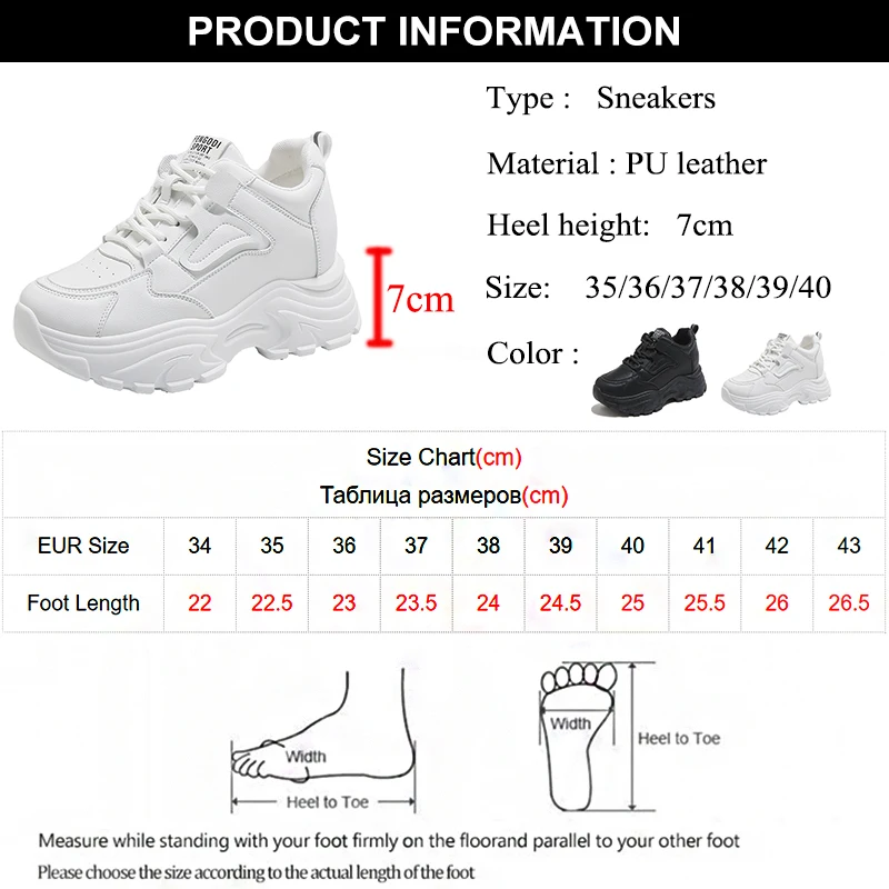 White Platform Women's Sneakers 2024 Spring Lace-Up Thick Bottom Vulcanize Shoes Woman Pu Leather Breathable Sports Shoes Ladies - Image 6