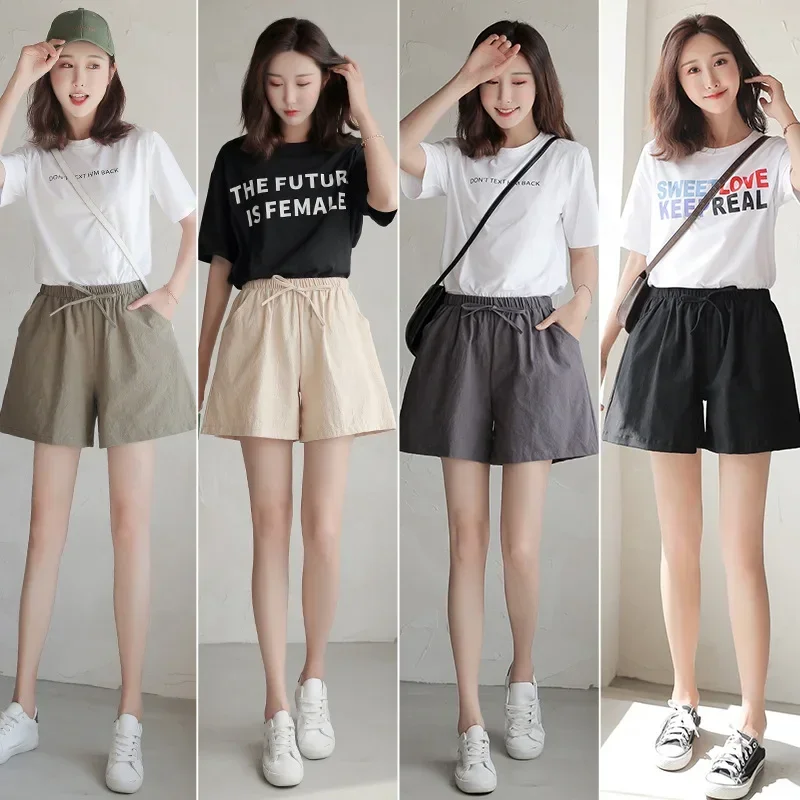 High Waisted Casual Linen Shorts Women Gym Workout Shorts Cotton Short Pants Loose-fitting Ladies Short Femme Women Shorts Sport - Image 6