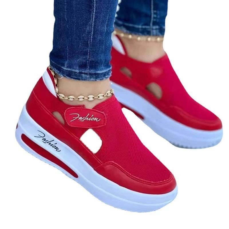 Large Casual Single Shoes for Women 2025 New Summer Flat Bottomed Breathable Casual Mesh Fashionable Thick Soled Sports Shoes - Image 4