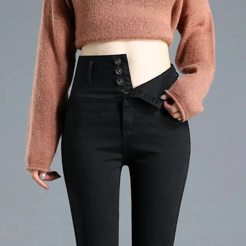 Ankle-length Stretch Vaqueros New High Waist Button Fly White Pencil Jeans Women Black Big Size 5XL Skinny Denim Leggings Pants - Image 3