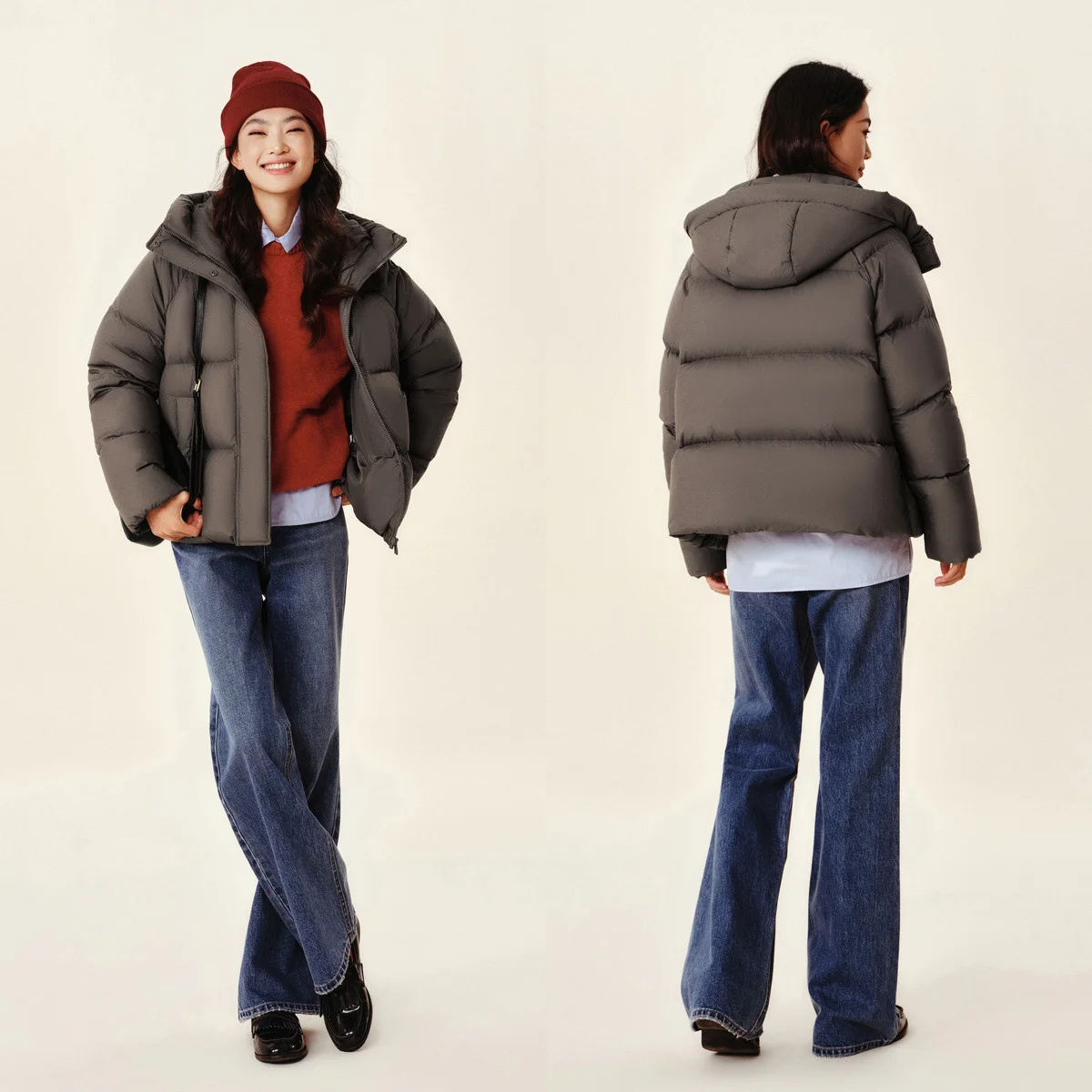 Semir Down Jacket Women Solid Color Loose Versatile 2024 Winter New Three-Proof Hooded Puffer Coat Down Jacket - Image 3