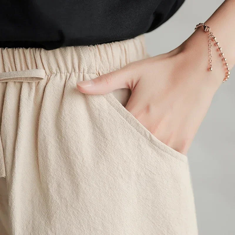 High Waisted Casual Linen Shorts Women Gym Workout Shorts Cotton Short Pants Loose-fitting Ladies Short Femme Women Shorts Sport - Image 3