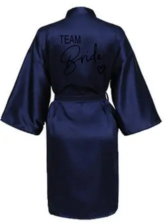 Wedding Party Team Bride Robe With Black Letters Kimono Satin Pajamas Bridesmaid Bathrobe SP003 - Image 4