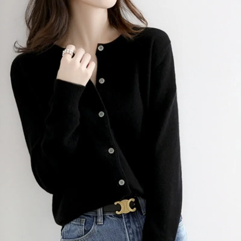 Women Cardigans Sweater O-neck Spring Autumn Knitted Cashmere Cardigans Solid Single Breasted Womens Sweaters 2022 - Image 5