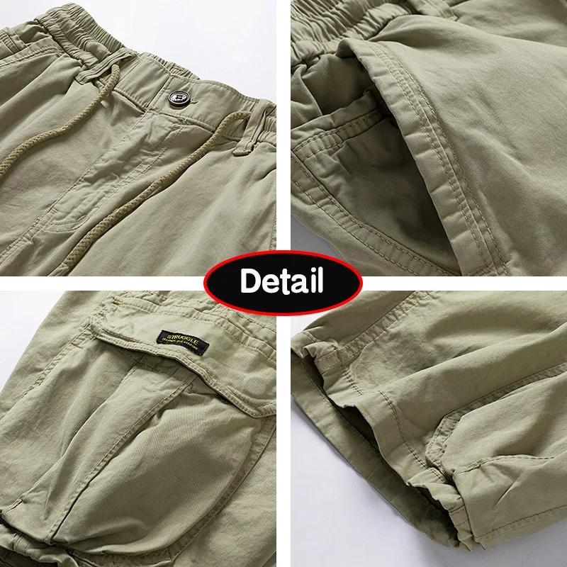 Men Summer Solid Color Outdoor Leisure Cargo Comfortable Shorts Men Elastic Waist Loose Straight High-Quality Design Shorts Male - Image 6