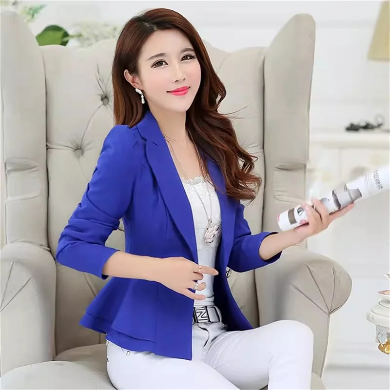  Spring Outfit New Long Sleeved Suit Jacket Women's Jacket Korean Slim Fit Ruffled Edge Blazer Women's Short Solid Colored Suit - Image 5