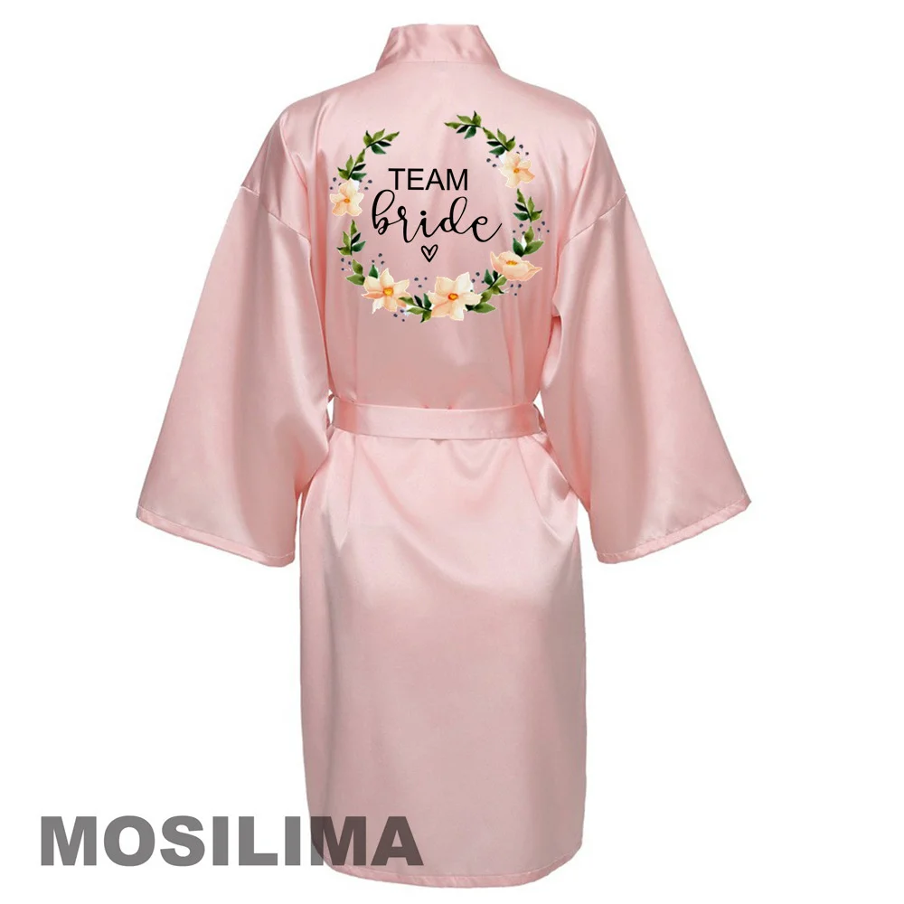 Wedding Party Team Bride Robe Kimono Satin Pajamas Bridesmaid Bathrobe SP073 - Image 3
