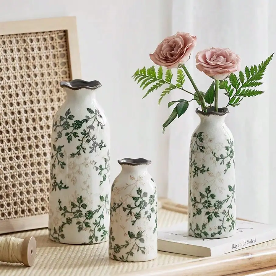 Crackle Ceramic Flower Vase Hydroponic Vase Table Decor Floral Arrangement Valentine's Day Gifts Birthday Graduation Gift - Image 2