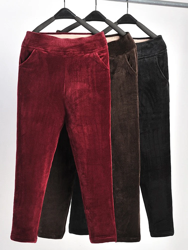 Winter Thicken Velvet Pencil Pants Women's High Waist Plush Fleece Lined Big Size 5xl Ankle-length Pantalons New Slim Leggings - Image 3