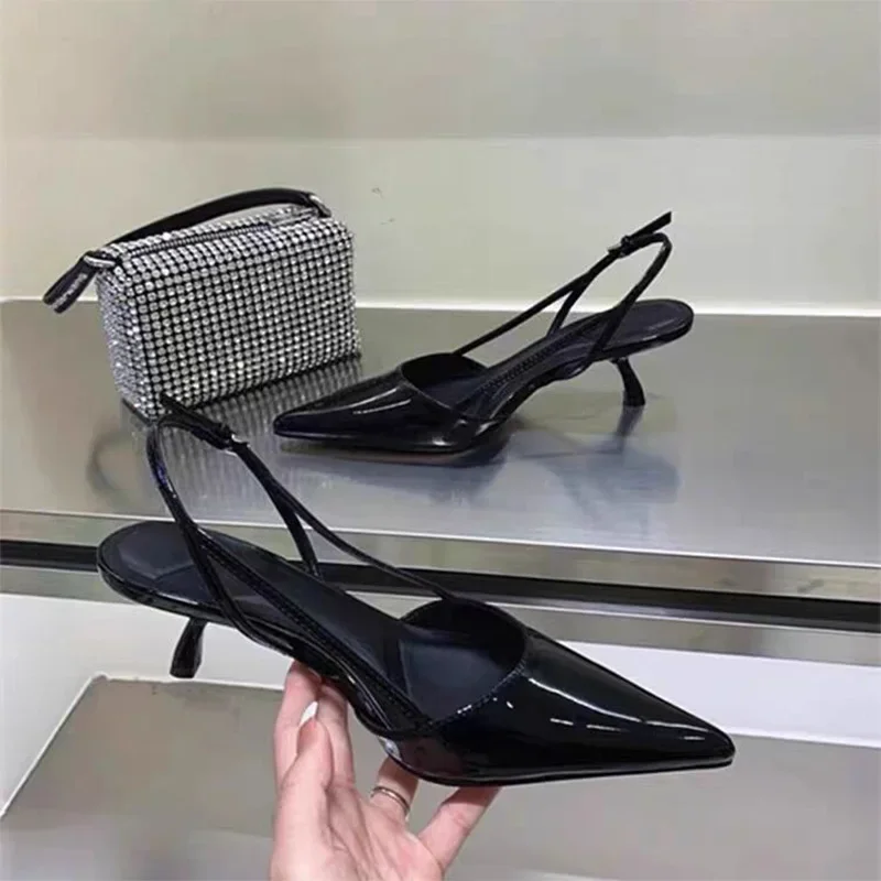 Women Pointed Toe Heels Shoes Sandals 2024 Dress Party Fashion Summer Slippers New Walking Flip Flops Pumps Slides - Image 3